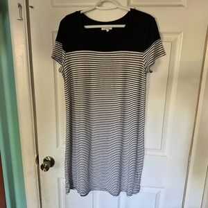 Maurices Classic Black and White Striped Midi Dress Size Medium Lightweight